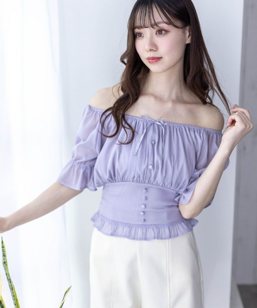 clear（クリア）の「フロントギャザー楊柳五分袖ブラウス［大人 フェミニン リボン］≪再入荷≫（シャツ/ブラウス・レディース・ライトピンク/ラベンダー/ミント/ブラック・F）」の22枚目の写真