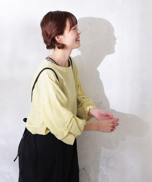 soulberry（ソウルベリー）の「こなれ袖のプルオーバー（シャツ/ブラウス・レディース・レモンイエロー/スミクロ・LL/L/M/4L/3L）」の13枚目の写真