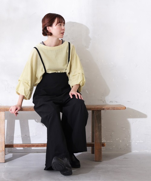 soulberry（ソウルベリー）の「こなれ袖のプルオーバー（シャツ/ブラウス・レディース・レモンイエロー/スミクロ・LL/L/M/4L/3L）」の15枚目の写真