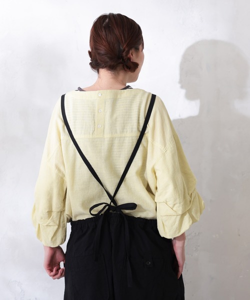 soulberry（ソウルベリー）の「こなれ袖のプルオーバー（シャツ/ブラウス・レディース・レモンイエロー/スミクロ・LL/L/M/4L/3L）」の12枚目の写真