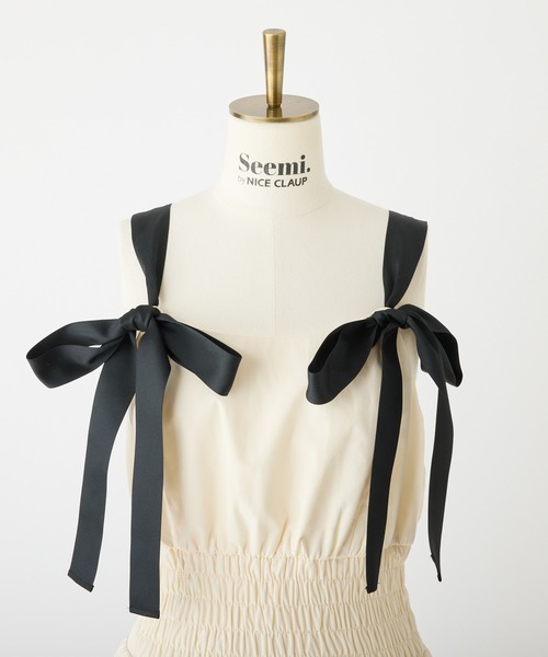 Seemi.】リボンワンショルミニワンピース（ワンピース）｜Seemi