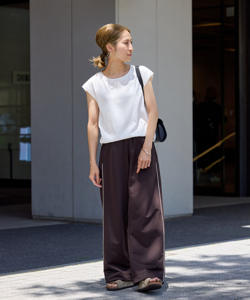 FRAMeWORK(フレームワーク)の「≪追加≫60シルケットスムースノースリーブ(Tシャツ/カットソー・レディース・ホワイト/ブラック/ベージュ/チャコールグレー・FREE)」の8枚目の写真