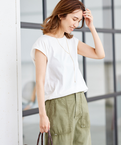 FRAMeWORK(フレームワーク)の「≪追加≫60シルケットスムースノースリーブ(Tシャツ/カットソー・レディース・ホワイト/ブラック/ベージュ/チャコールグレー・FREE)」の19枚目の写真