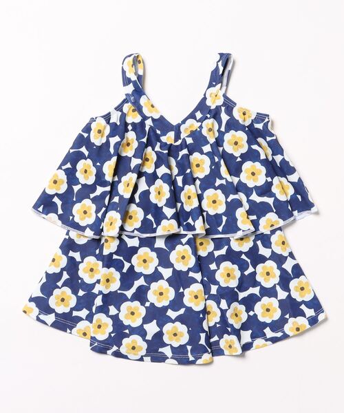 Ocean&Ground(オーシャン&グラウンド)の「【UVカット】レイヤードワンピース水着(90~140cm)(水着・キッズ・ブルー/グリーン・90/100/110/120/130/140)」の2枚目の写真