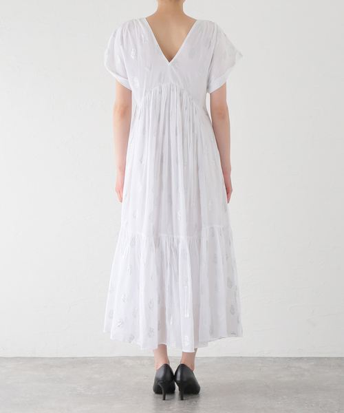 極美品 ヌキテパ COTTON VOILE FOIL FLOWERワンピース F セール】【ne Quittez pas / ヌキテパ】COTTON VOILE FOIL