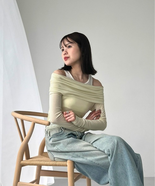Olu.（オルドット）の「シアードッキングレイヤードカットソー（Tシャツ/カットソー・レディース・ホワイト/レモンイエロー・FREE）」の3枚目の写真