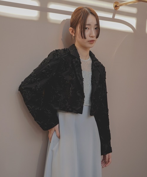 kaene(カエン)の「コードジャガードジャケット(テーラードジャケット・レディース・ブラック/オフホワイト・36/38)」の5枚目の写真