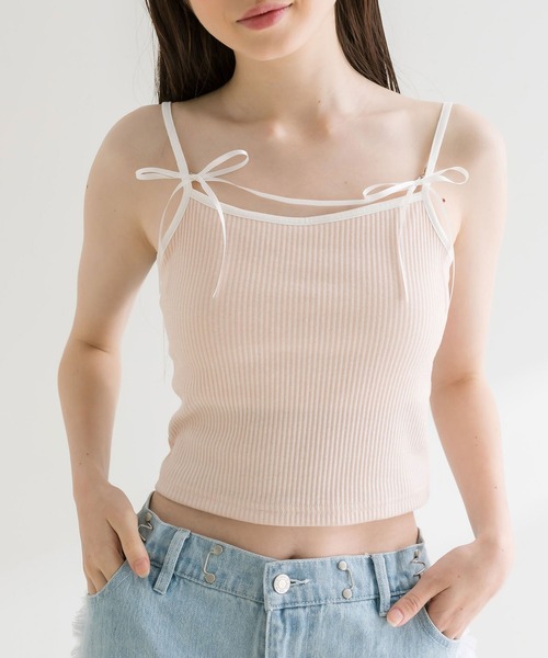 OLIVE des OLIVE（オリーブデオリーブ）の「リボンキャミソール　1041060710（キャミソール・レディース・ブラック/オフホワイト/ピンク・FREE）」の19枚目の写真