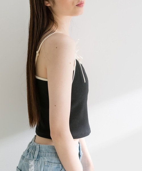OLIVE des OLIVE（オリーブデオリーブ）の「リボンキャミソール　1041060710（キャミソール・レディース・ブラック/オフホワイト/ピンク・FREE）」の13枚目の写真