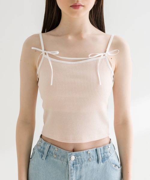 OLIVE des OLIVE（オリーブデオリーブ）の「リボンキャミソール　1041060710（キャミソール・レディース・ブラック/オフホワイト/ピンク・FREE）」の11枚目の写真