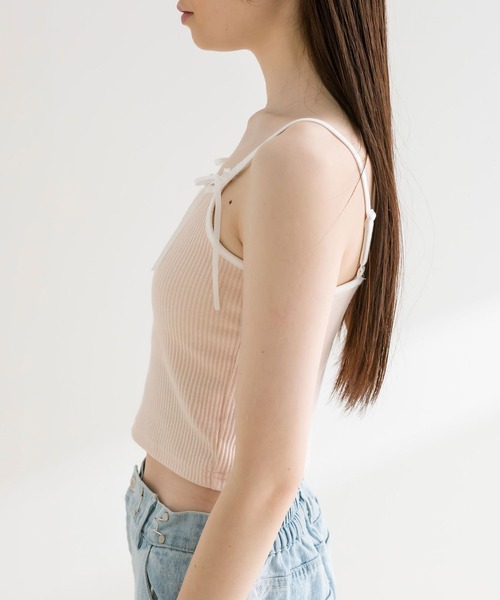 OLIVE des OLIVE（オリーブデオリーブ）の「リボンキャミソール　1041060710（キャミソール・レディース・ブラック/オフホワイト/ピンク・FREE）」の10枚目の写真