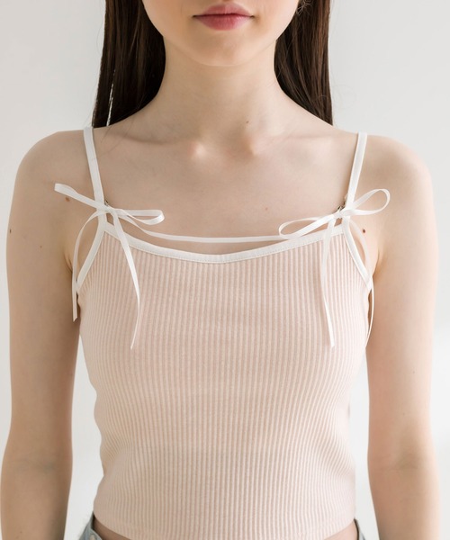 OLIVE des OLIVE（オリーブデオリーブ）の「リボンキャミソール　1041060710（キャミソール・レディース・ブラック/オフホワイト/ピンク・FREE）」の7枚目の写真