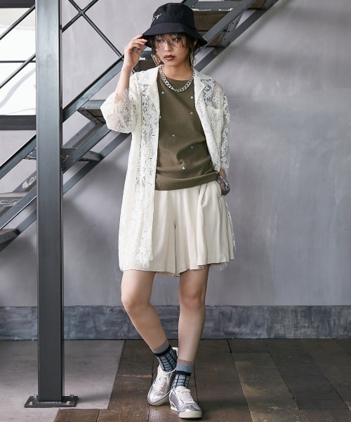 GEVS.(ジェイヴィス)の「 ハート刺しゅうタンクトップ <大きいサイズ有>GEVS.(タンクトップ・レディース・オフホワイト/カーキ/チャコール・M/L/LL/3L/4L/5L)」の9枚目の写真