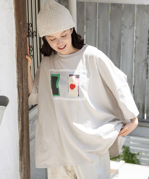 niko and...(ニコアンド)の「【Henri Matisse(アンリ・マティス)】マティスアートプリントTシャツ(Tシャツ/カットソー・レディース・ブラック/オフホワイト/ブルー/グレー・FREE)」の4枚目の写真