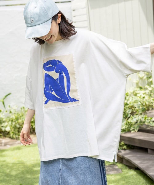 niko and...(ニコアンド)の「【Henri Matisse(アンリ・マティス)】マティスアートプリントTシャツ(Tシャツ/カットソー・レディース・ブラック/オフホワイト/ブルー/グレー・FREE)」の9枚目の写真