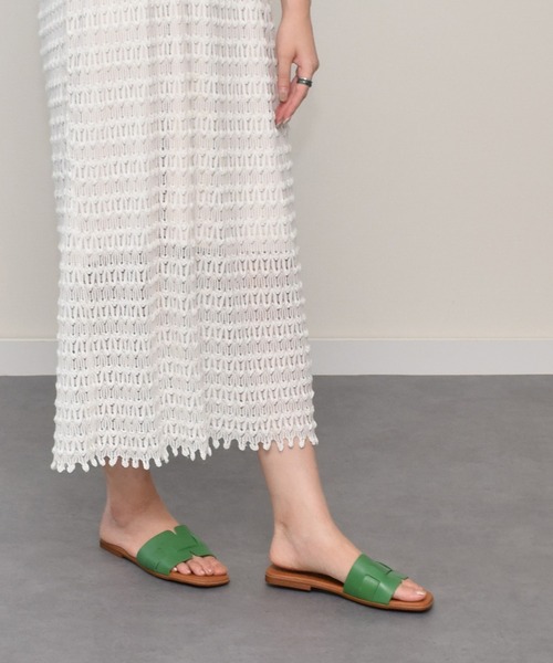 inter-chaussures（インターショシュール）の「【Oh my Sandals】スクエアトウフラットレザーサンダル(E42203)（サンダル・レディース・グリーン/ブラック/ホワイト/シルバー・38/35/36/37/39）」の13枚目の写真