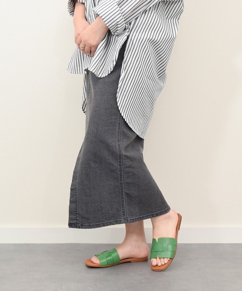inter-chaussures（インターショシュール）の「【Oh my Sandals】スクエアトウフラットレザーサンダル(E42203)（サンダル・レディース・グリーン/ブラック/ホワイト/シルバー・38/35/36/37/39）」の11枚目の写真