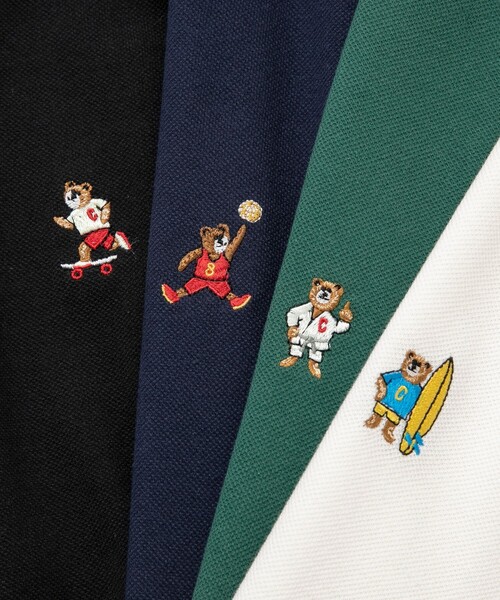 coen(コーエン)の「スポーツベア刺繍ポロシャツ(Tシャツ/カットソー・メンズ・ホワイト/ネイビー/ブラック/ダークグリーン・S/M/L/XL)」の5枚目の写真