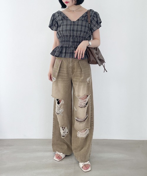 【ジェーンマープル】2024SS■シャーリングベリーベリーズブラウス♪ Jane Marple / シャーリングベリーベリーブラウス ジェーン