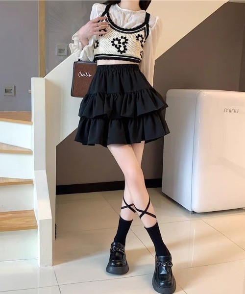 NANEA（ナネア）の「インナーパンツ付きフリルスカート（スカート・レディース・ホワイト/ブラック・フリー）」の21枚目の写真