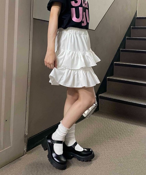 NANEA（ナネア）の「インナーパンツ付きフリルスカート（スカート・レディース・ホワイト/ブラック・フリー）」の11枚目の写真