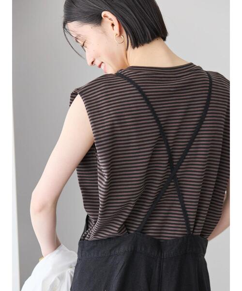 AMERICAN HOLIC（アメリカンホリック）の「リネンブレンドサロペットパンツ（サロペット/オーバーオール・レディース・キャメル/ブラック・M/L）」の6枚目の写真