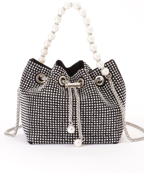 Lace Ladies（レースレディース）の「ビッグパール 2WAY スタッズ 巾着 ショルダーバッグ（クラッチバッグ・レディース・シルバー/ホワイト/ブラック・FREE）」の3枚目の写真