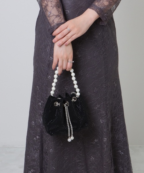 Lace Ladies（レースレディース）の「ビッグパール 2WAY スタッズ 巾着 ショルダーバッグ（クラッチバッグ・レディース・シルバー/ホワイト/ブラック・FREE）」の7枚目の写真