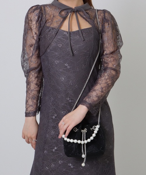 Lace Ladies（レースレディース）の「ビッグパール 2WAY スタッズ 巾着 ショルダーバッグ（クラッチバッグ・レディース・シルバー/ホワイト/ブラック・FREE）」の9枚目の写真