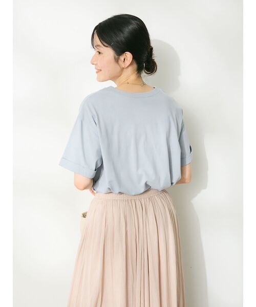 CRAFT STANDARD BOUTIQUE(クラフトスタンダードブティック)の「接触冷感/抗菌防臭/ 前後2WAY半袖スクエアネックTee(Tシャツ/カットソー・レディース・ラベンダー/アイボリー/ブラック/サックスブルー・FREE)」の9枚目の写真