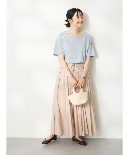 CRAFT STANDARD BOUTIQUE(クラフトスタンダードブティック)の「接触冷感/抗菌防臭/ 前後2WAY半袖スクエアネックTee(Tシャツ/カットソー・レディース・ラベンダー/アイボリー/ブラック/サックスブルー・FREE)」の10枚目の写真