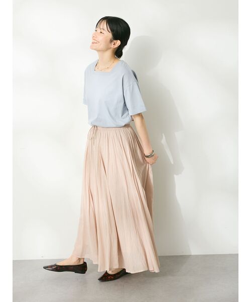 CRAFT STANDARD BOUTIQUE(クラフトスタンダードブティック)の「接触冷感/抗菌防臭/ 前後2WAY半袖スクエアネックTee(Tシャツ/カットソー・レディース・ラベンダー/アイボリー/ブラック/サックスブルー・FREE)」の11枚目の写真