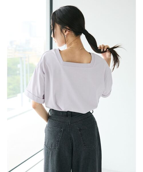 CRAFT STANDARD BOUTIQUE(クラフトスタンダードブティック)の「接触冷感/抗菌防臭/ 前後2WAY半袖スクエアネックTee(Tシャツ/カットソー・レディース・ラベンダー/アイボリー/ブラック/サックスブルー・FREE)」の14枚目の写真