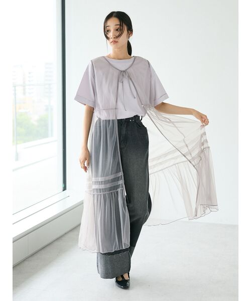 CRAFT STANDARD BOUTIQUE(クラフトスタンダードブティック)の「接触冷感/抗菌防臭/ 前後2WAY半袖スクエアネックTee(Tシャツ/カットソー・レディース・ラベンダー/アイボリー/ブラック/サックスブルー・FREE)」の17枚目の写真