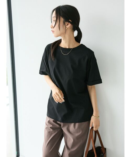 CRAFT STANDARD BOUTIQUE(クラフトスタンダードブティック)の「接触冷感/抗菌防臭/ 前後2WAY半袖スクエアネックTee(Tシャツ/カットソー・レディース・ラベンダー/アイボリー/ブラック/サックスブルー・FREE)」の18枚目の写真