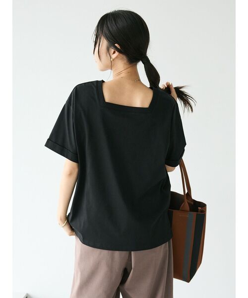 CRAFT STANDARD BOUTIQUE(クラフトスタンダードブティック)の「接触冷感/抗菌防臭/ 前後2WAY半袖スクエアネックTee(Tシャツ/カットソー・レディース・ラベンダー/アイボリー/ブラック/サックスブルー・FREE)」の19枚目の写真