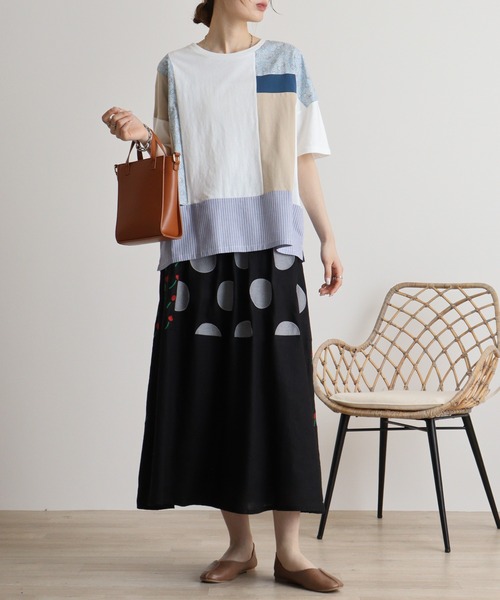 リメイク風切替えTシャツ emago 夏 Tシャツ 切替え かわいい 5分袖 大人の ナチュラル カジュアル 楽天市場】リメイク風切替えTシャツ emago 夏 Tシャツ 切替え