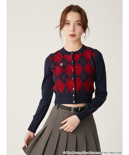 LILY BROWN（リリーブラウン）の「【The Metropolitan Museum of Art】バリエーションカーディガン（カーディガン/ボレロ・レディース・グレー/チェック/パープル・FREE）」の3枚目の写真