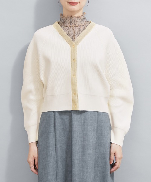 le cercle ADAM ET ROPE'（ルセルクルアダムエロペ）の「シアーラインカーディガン（カーディガン/ボレロ・レディース・ミント/ホワイト/ブラック・FREE）」の13枚目の写真