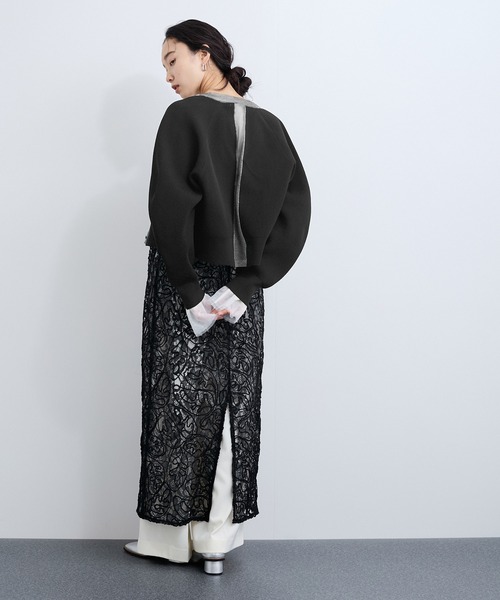 le cercle ADAM ET ROPE'（ルセルクルアダムエロペ）の「シアーラインカーディガン（カーディガン/ボレロ・レディース・ミント/ホワイト/ブラック・FREE）」の15枚目の写真