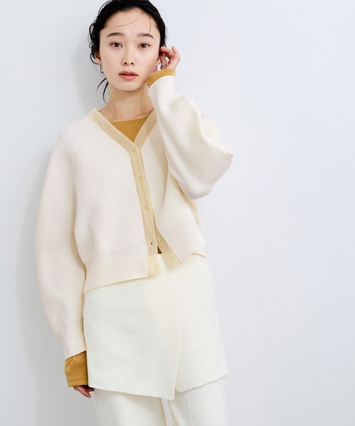 le cercle ADAM ET ROPE'（ルセルクルアダムエロペ）の「シアーラインカーディガン（カーディガン/ボレロ・レディース・ミント/ホワイト/ブラック・FREE）」の20枚目の写真