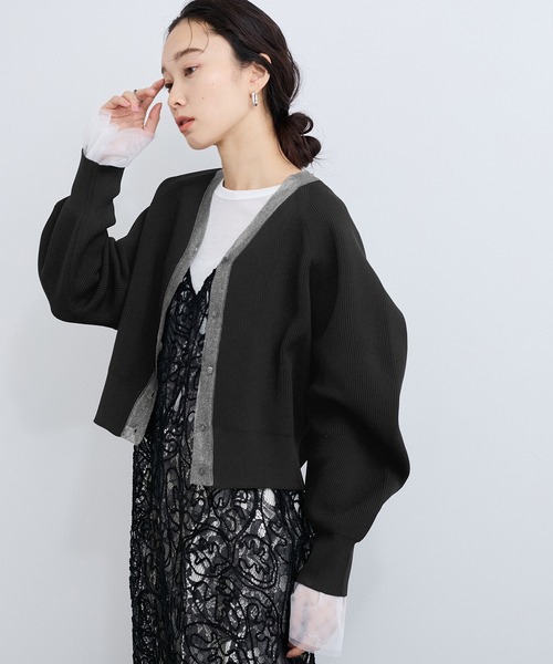 le cercle ADAM ET ROPE'（ルセルクルアダムエロペ）の「シアーラインカーディガン（カーディガン/ボレロ・レディース・ミント/ホワイト/ブラック・FREE）」の21枚目の写真