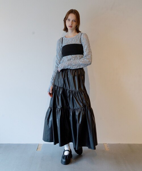 FREAK'S STORE（フリークスストア）の「チュールレース ロンT（Tシャツ/カットソー・レディース・ブラック/オフホワイト/サックスブルー・ﾌﾘ-）」の9枚目の写真