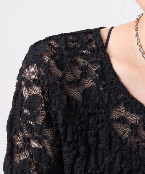 FREAK'S STORE（フリークスストア）の「チュールレース ロンT（Tシャツ/カットソー・レディース・ブラック/オフホワイト/サックスブルー・ﾌﾘ-）」の18枚目の写真