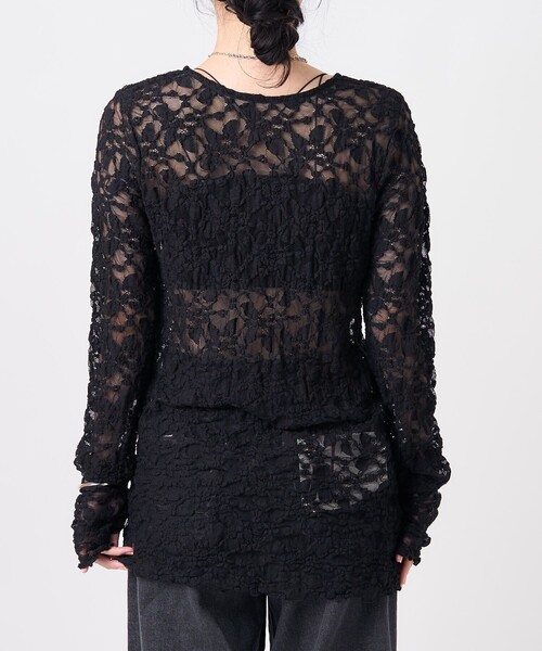FREAK'S STORE（フリークスストア）の「チュールレース ロンT（Tシャツ/カットソー・レディース・ブラック/オフホワイト/サックスブルー・ﾌﾘ-）」の21枚目の写真