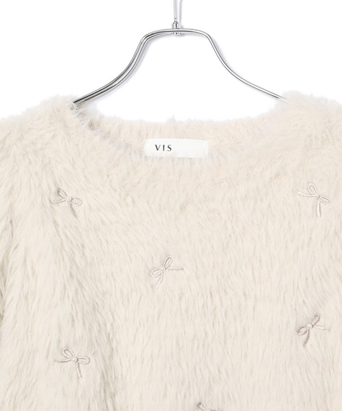 VIS（ビス）の「フェザーヤーンリボン刺繍ビーズニット（ニット/セーター・レディース・ブラック/ピンク/キナリ・FREE）」の20枚目の写真