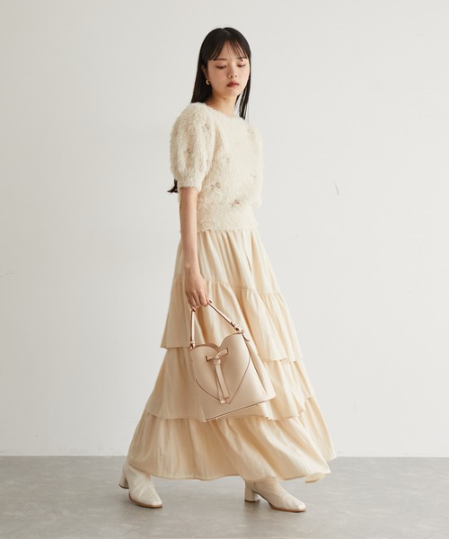 VIS（ビス）の「フェザーヤーンリボン刺繍ビーズニット（ニット/セーター・レディース・ブラック/ピンク/キナリ・FREE）」の12枚目の写真