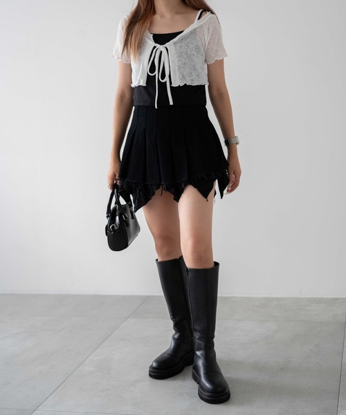 WEGO（ウィゴー）の「DISPARK/タックダメージミニスカート（スカート・レディース・ブラック/チャコール・FREE）」の14枚目の写真