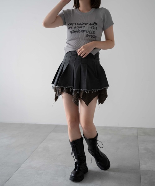 WEGO（ウィゴー）の「DISPARK/タックダメージミニスカート（スカート・レディース・ブラック/チャコール・FREE）」の13枚目の写真