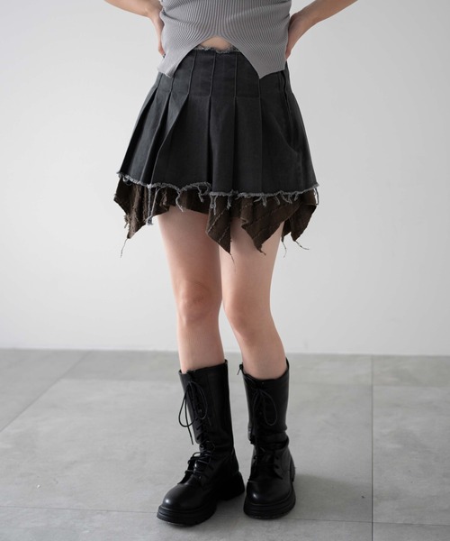 WEGO（ウィゴー）の「DISPARK/タックダメージミニスカート（スカート・レディース・ブラック/チャコール・FREE）」の8枚目の写真